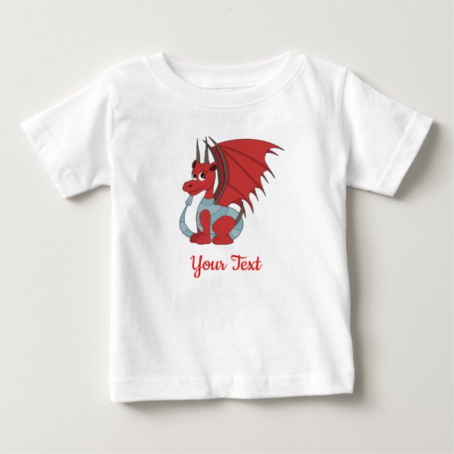 Camiseta De Bebé Camiseta bebé Personalizado Dragón Rojo (Anverso)