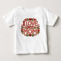Camiseta blanca para bebé con corazón floral 'Amo 