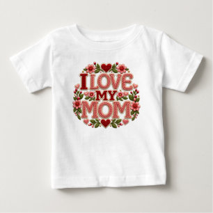 Camiseta De Bebé Camiseta blanca para bebé con corazón floral 'Amo