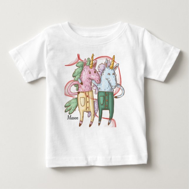 Camiseta De Bebé Camiseta con unicornios para bebé (Anverso)