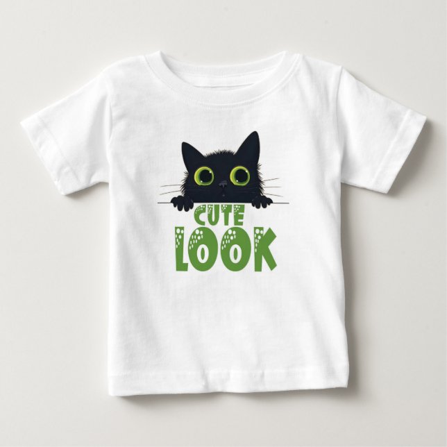 Camiseta De Bebé "Camiseta de niños de gato negro caprichoso - Purf (Anverso)