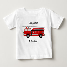 Camiseta De Bebé ¡Camiseta del bebé con el coche de bomberos, el