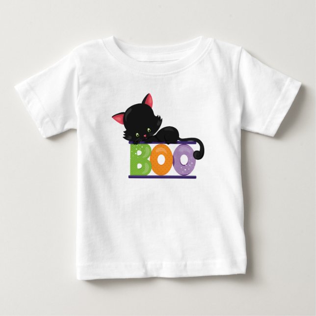 Camiseta De Bebé Camiseta del bebé del abucheo del gato negro (Anverso)