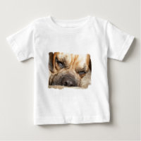 Camiseta del bebé del mastín el dormir