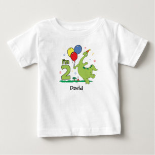Camiseta De Bebé Camiseta Dino 2º cumpleaños del bebé