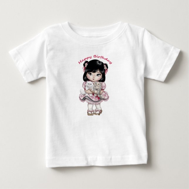Camiseta De Bebé Camiseta Feliz Cumpleaños Bebé Niñas (Anverso)