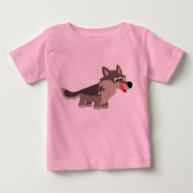 Camiseta De Bebé Camiseta hambrienta del bebé del lobo del dibujo (Anverso)
