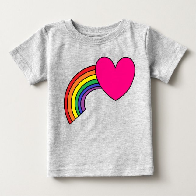 Camiseta De Bebé Camiseta para bebé con arco iris y diseño cardíaco (Anverso)