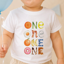 Camiseta para bebé cumpleaños Food One First