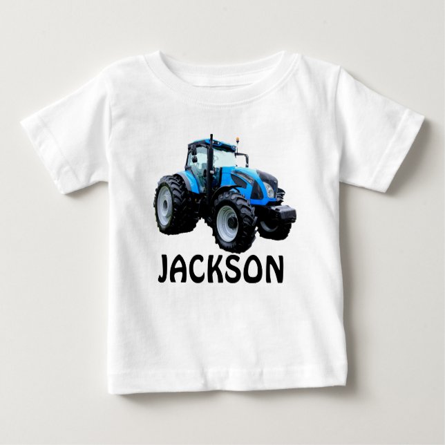 Camiseta De Bebé Camiseta para bebé del Tractor azul moderno (Anverso)