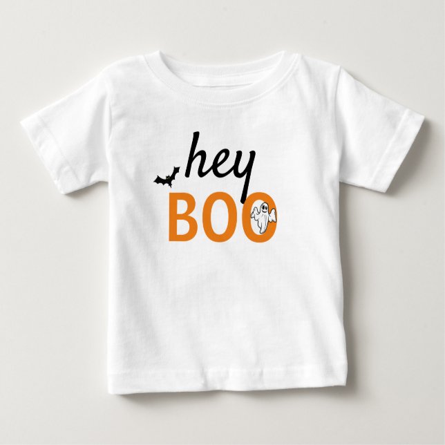 Camiseta De Bebé Camiseta para bebé - hey BOO Fantasma / Murciélago (Anverso)