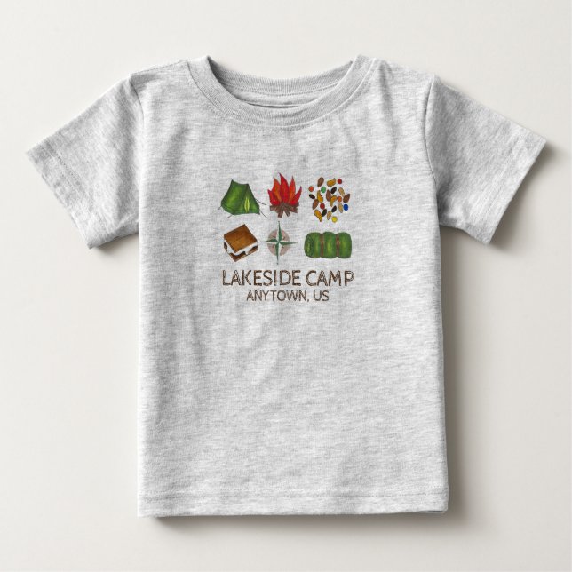Camiseta De Bebé Campamento de verano personalizado Campamento de c (Anverso)