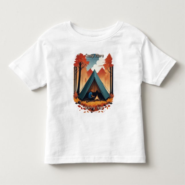 Camiseta De Bebé Campamento más, preocupación menos (Anverso)