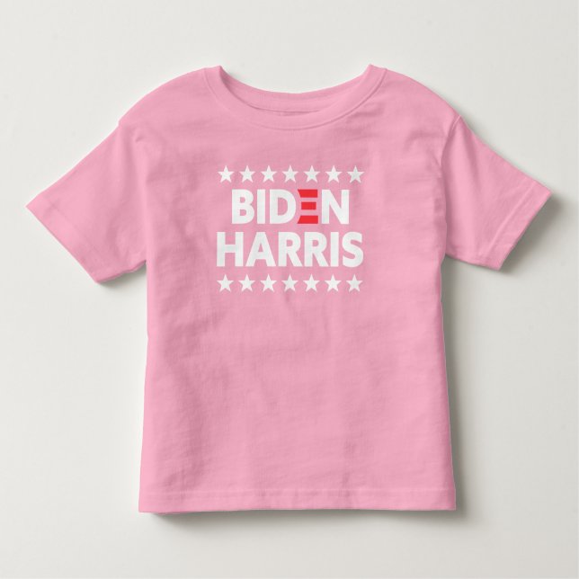 Camiseta De Bebé Campaña electoral Biden / Harris Rosa Estrellas bl (Anverso)