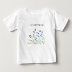 Camiseta De Bebé Campanillas flores azules Agregar texto acuarela b