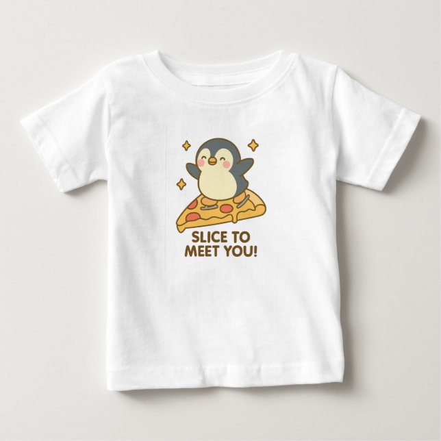 Camiseta De Bebé Campeón de la Diapositiva de Pizza – Pingüino en u (Anverso)