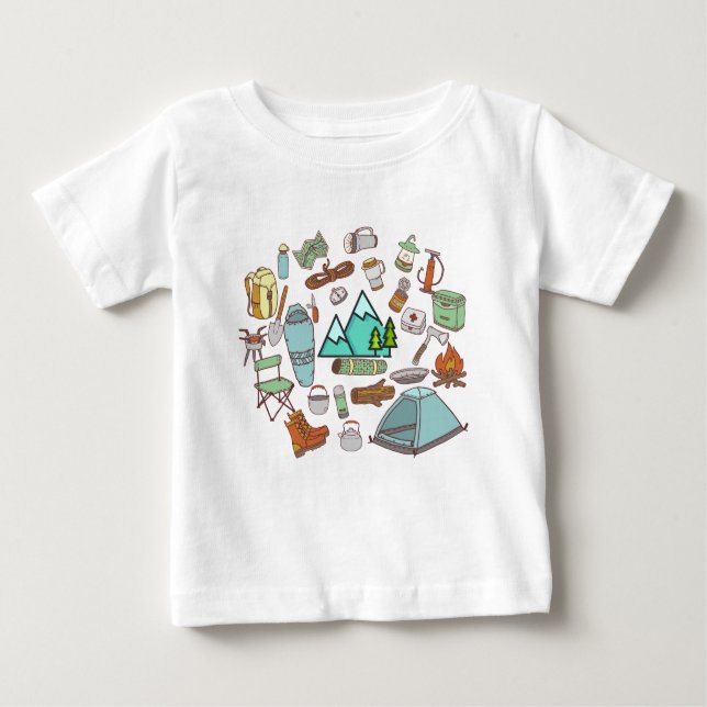 Camiseta De Bebé Camping, Senderismo, aventura (Anverso)