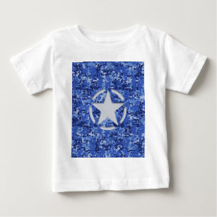 Camiseta De Bebé Camuflaje azul de la marina retro de Star Stencil