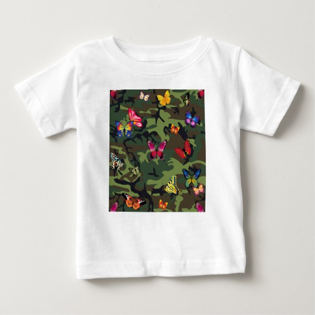 Camiseta De Bebé camuflaje de mariposa (Anverso)