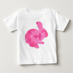 Camiseta De Bebé Camuflaje rosa Silhouette Easter Bunny Shirt