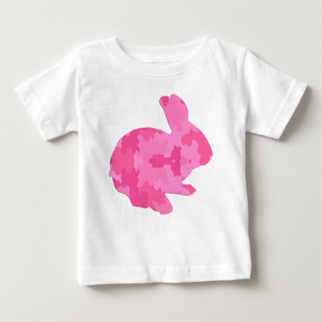 Camiseta De Bebé Camuflaje rosa Silhouette Easter Bunny Shirt (Anverso)