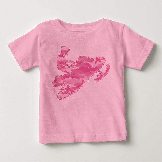 Camiseta De Bebé Camuflaje rosa Snowmobile (Anverso)