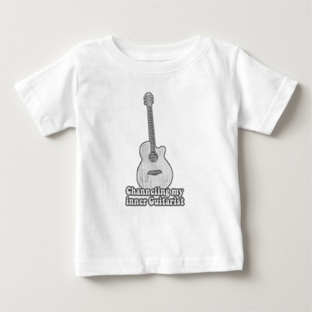 Camiseta De Bebé Canalizando mi guitarrista interior. negro y blanc (Anverso)