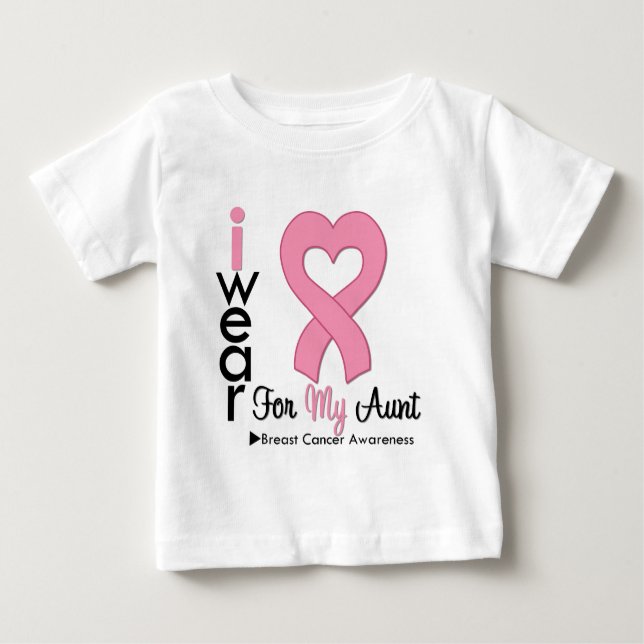 Camiseta De Bebé Cáncer De Mama Llevo Cinta Rosa Para Mi Tía (Anverso)