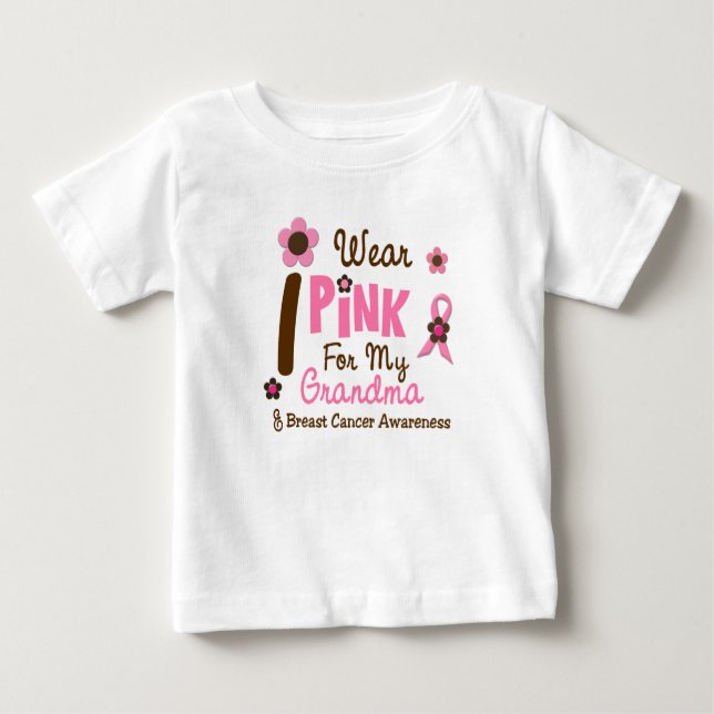 Camiseta De Bebé Cáncer de pecho llevo el rosa para mi abuela 12 (Anverso)