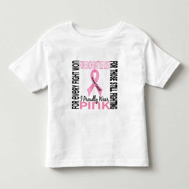 Camiseta De Bebé Cáncer de pecho llevo orgulloso el rosa 2 (Anverso)