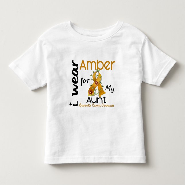 Camiseta De Bebé Cáncer del apéndice llevo el ámbar para mi tía 43 (Anverso)