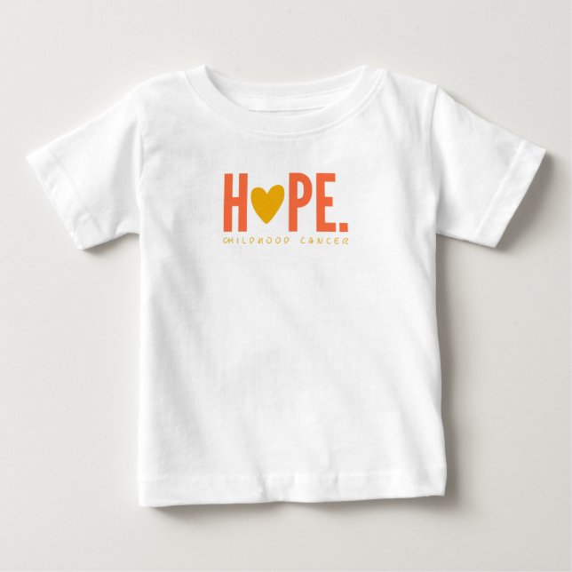 Camiseta De Bebé cáncer infantil HOPE oro corazón bebé camiseta (Anverso)
