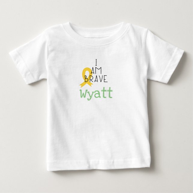 Camiseta De Bebé cáncer infantil. Soy valiente.Personalizado Baby T (Anverso)
