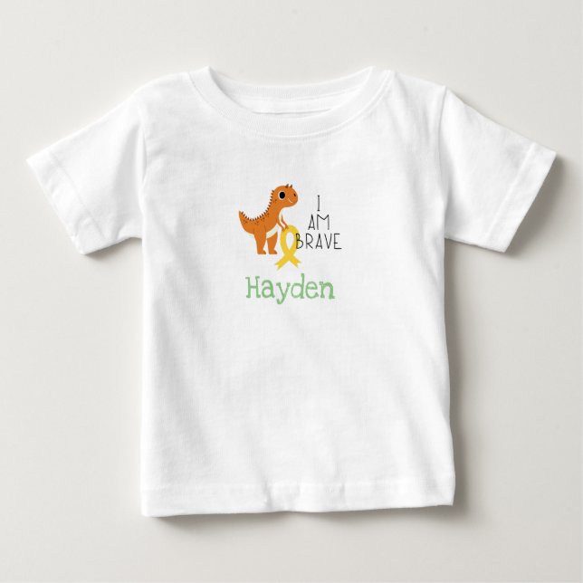 Camiseta De Bebé cáncer infantil. valiente. nombre personalizado: b (Anverso)