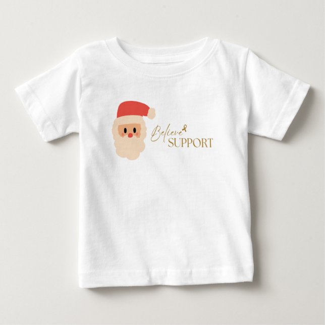 Camiseta De Bebé cáncer. Navidades de apoyo Holiday Baby T-Shirt (Anverso)