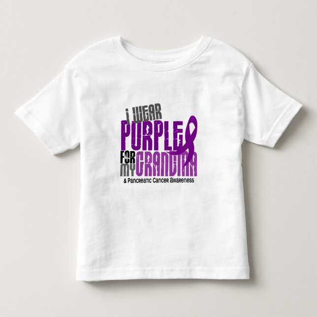 Camiseta De Bebé Cáncer pancreático llevo la púrpura para mi abuela (Anverso)