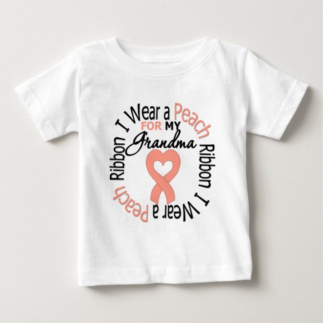 Camiseta De Bebé Cáncer uterino llevo la cinta del melocotón para (Anverso)