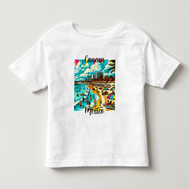 Camiseta De Bebé Cancún, México con una vibe de arte pop (Anverso)