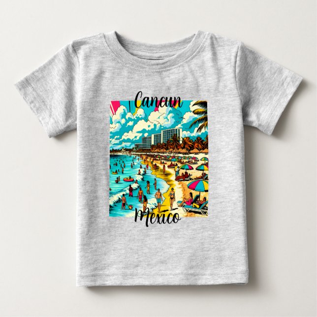 Camiseta De Bebé Cancún, México con una vibe de arte pop (Anverso)