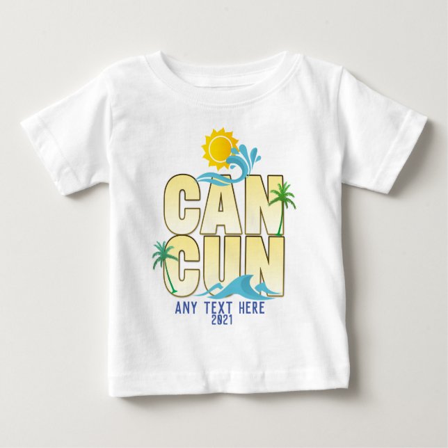 Camiseta De Bebé Cancun Summer Vacation Beach Palm Trees Personaliz (Anverso)