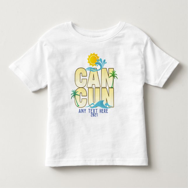 Camiseta De Bebé Cancun Summer Vacation Beach Palm Trees Personaliz (Anverso)