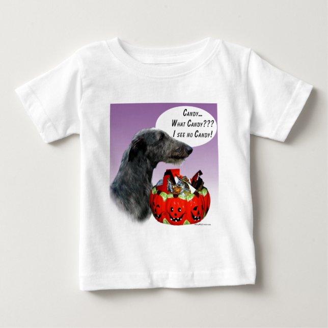 Camiseta De Bebé Candy de Halloween de Deerhound escocés (Anverso)