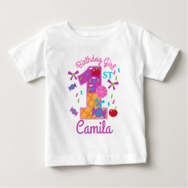 Camiseta De Bebé Candyland First Birday lollipop