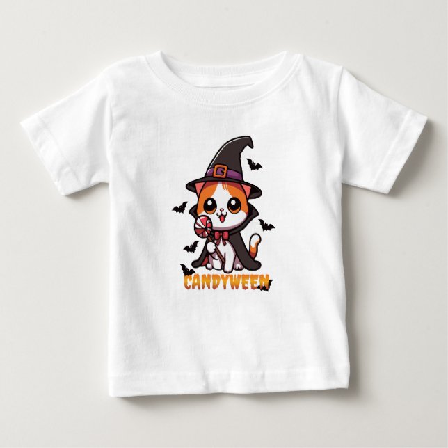 Camiseta De Bebé candyween - halloween de brujas gatas (Anverso)