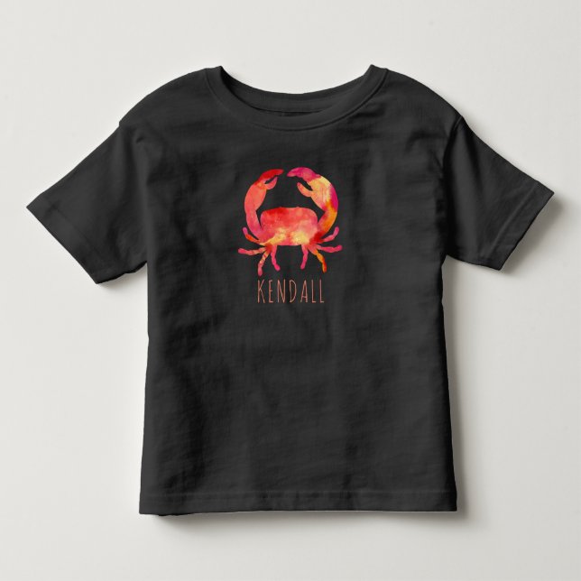 Camiseta De Bebé Cangrejo acuarela Niños oceánicos personalizados (Anverso)