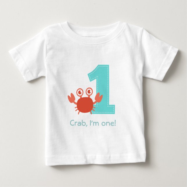 Camiseta De Bebé Cangrejo, cangrejo, soy uno, primer cumpleaños (Anverso)