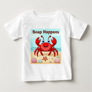 Camiseta De Bebé Cangrejo de dibujos animados rojo alegre con capar
