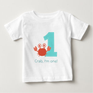 Camiseta De Bebé Cangrejo Lindo, Cangrejo Cumplo Uno, Primer Cumple