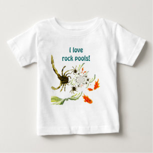 Camiseta De Bebé Cangrejos y peces divertidos en charca de rocas