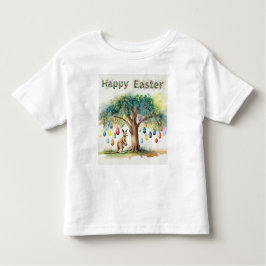Camiseta De Bebé Canguro bajo árbol de goma con huevos de Pascua